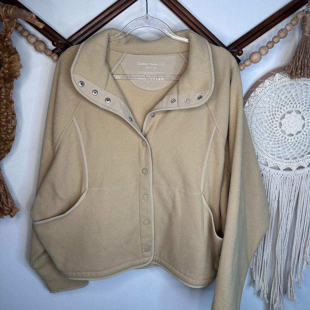 Outdoor Voices Tan RecFleece Snap Jacket